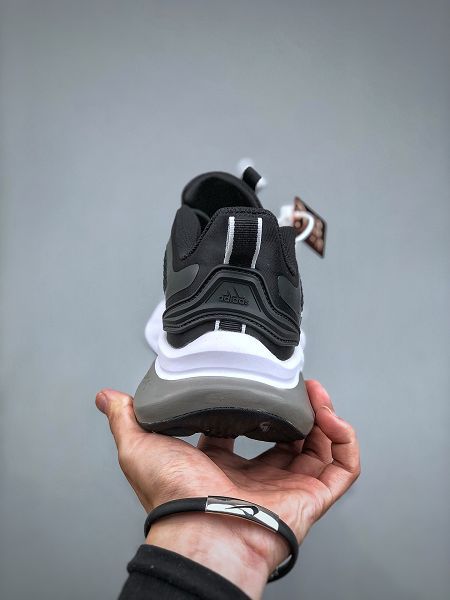Adidas AlphaBounce 2023新款 白黑舒適潮流爆米花男女款跑步鞋