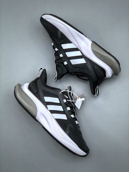 Adidas AlphaBounce 2023新款 白黑舒適潮流爆米花男女款跑步鞋