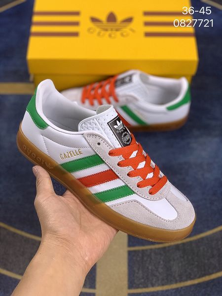 Adidas GUCCI 2022新款 復古學院風三條槓真皮男女款駕車帆布鞋