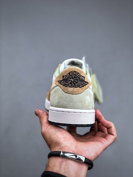 Travis Scott × Jordan Air Jordan 1 Low 系列 2023全新男女款 米黃綠色休閒鞋