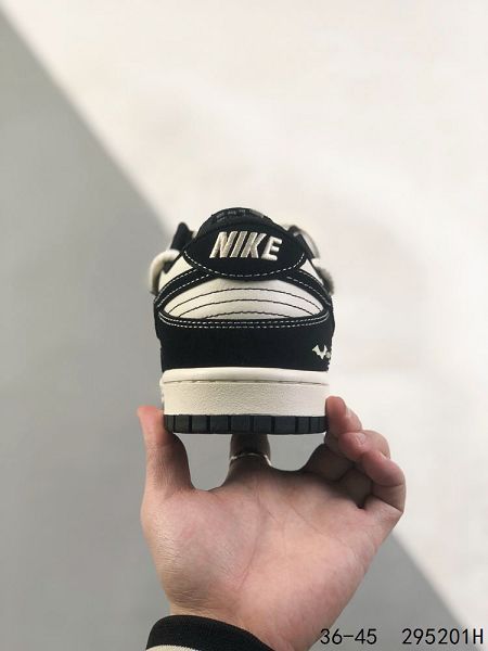 Nike SB Dunk Low 綁繩綁帶系列 蝙蝠白黑色 男女款復古低幫休閒運動滑板板鞋