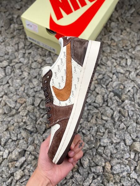 Travis Scott x Nike Air Jordan 1 Low x The North Face 2025最新男女款反轉白棕小鉤倒鉤運動鞋