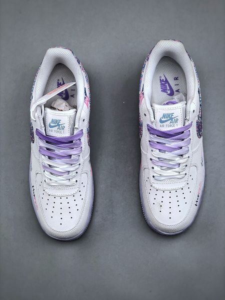 Nike Air Force 1'07 Low Double Hearts 2025最新男女款 二次元手繪塗鴉 粉藍雙心 空軍一號低幫休閒板鞋