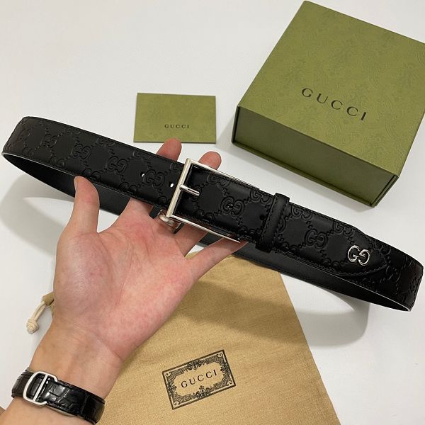 gucci皮帶 古馳2022新款 HF0523-04牛皮壓花紋針扣時尚腰帶