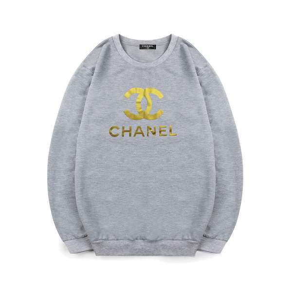 chanel长袖 2018新款 金logo印花情侣圆领卫衣 灰色