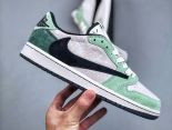 Travis Scott x Nike Air Jordan 1 Low Air Jordan 1 Low系列 2023全新男女款麂皮白綠倒鈎休閒鞋